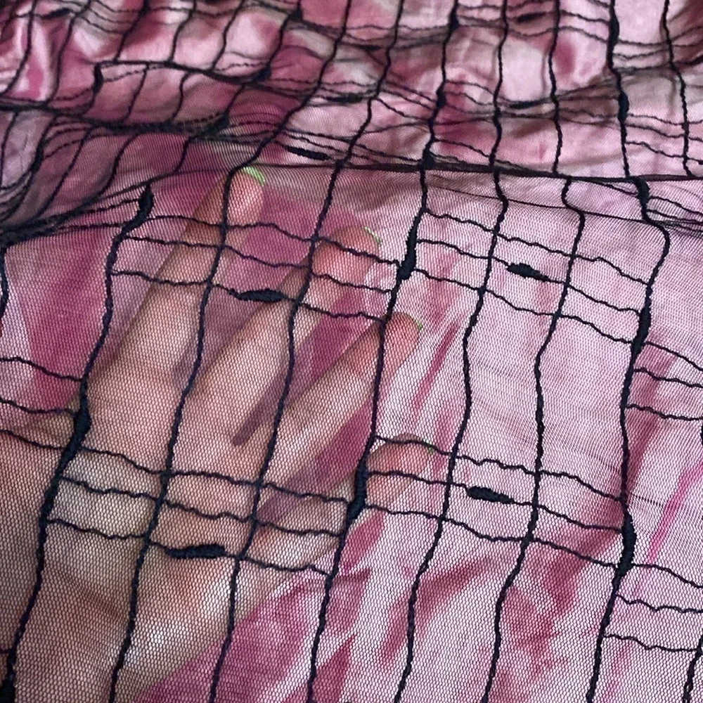 Classiques Entier raspberry pink black net overlay sexy Silk Pencil Skirt sz 6